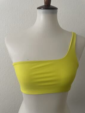 Aila Blue Swim Corsica Bikini Top Swimwear One Shoulder Deep Lime Summer